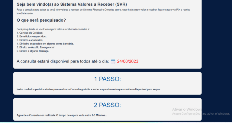 Sistema falso para consulta de valores a receber. (Fonte/Edição: Jornal JF).