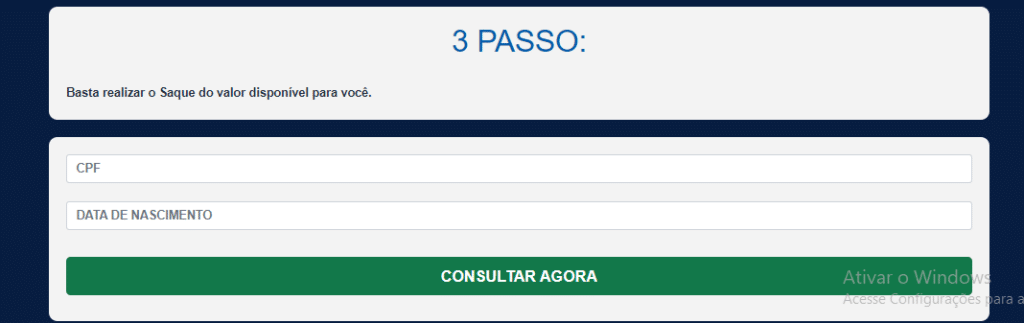 Sistema falso para consulta de valores a receber. (Fonte: Edição / Jornal JF)