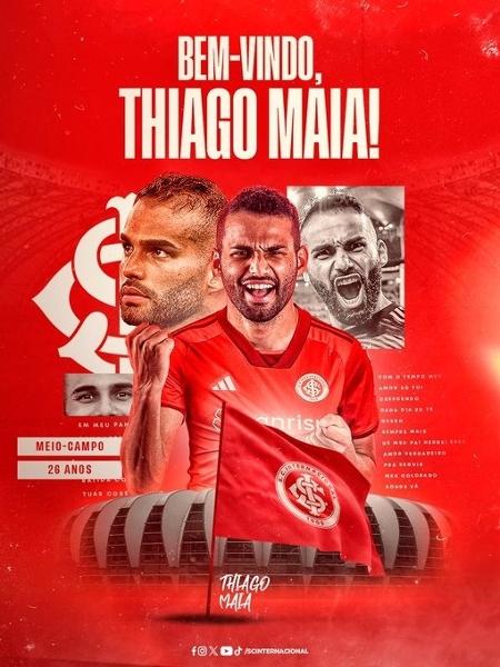 Internacional anunciou oficialmente a contratação do meia Thiago Maia. (Fonte: Reprodução Google).