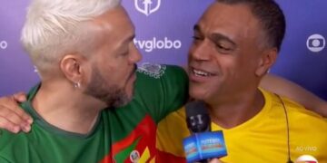 "Futebol Solidário" promove reencontro entre Belo e Denílson após duas décadas de briga na Justiça.
Reprodução / Globo