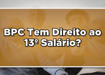 Grupo de idosos ao fundo. Frase "BPC tem direito ao 13º salário em branco