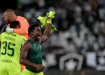 Jogador Endrick comemorando título em campo