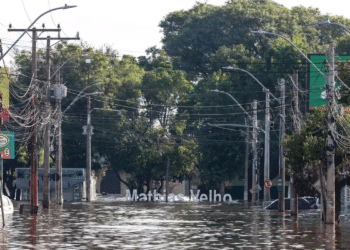 Imagem do bairro Matias Velho em Canoas totalmente alagado