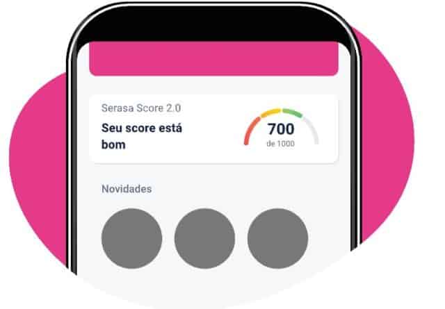 Tela do celular aberta com o esquema de pontuação do score serasa