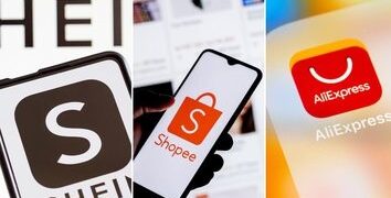 Logo da Shein, Shopee e AliExpress (Fonte: Reprodução/Shutterstock)