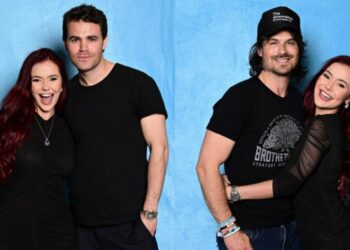 Mirela Janis ao lado de Ian Somerhalder e Paul Wesley (Fonte: Reprodução/Google)