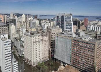 Cidades do Rio Grande do Sul alagadas. (Fonte: Reprodução Google)