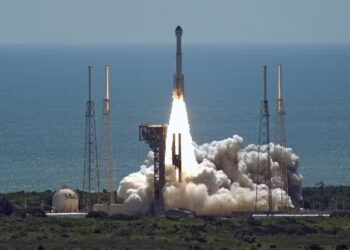 Lançamento da espaçonave Starliner, da Boeing (Fonte: Reprodução/Chris O'Meara)