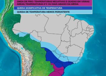 Forte frente fria chega ao Brasil no último fim de semana de junho (Fonte: Reprodução/Climatempo)