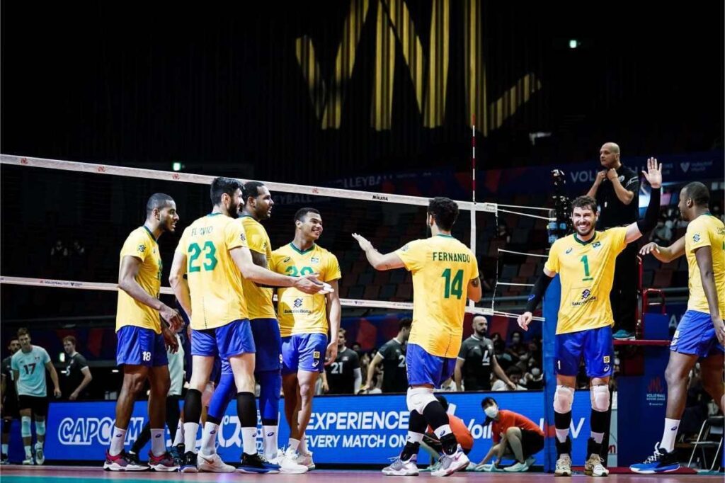 imagem da seleção brasileira de vôlei na Liga das Nações de Vôlei 2024