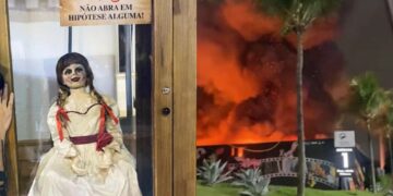 Boneca Annabelle vira meme após Casa Warner pegar fogo (Fonte: Reprodução/Redes Sociais)