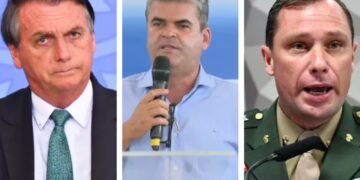 Jair Bolsonaro, Washington Reis e Mauro Cid (Fonte: Reprodução/Agência Senado)