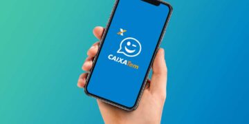 Celular aberto no aplicativo da Caixa. (Fonte: Fonte: Divulgação/Caixa).
