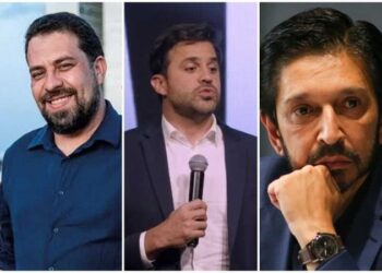 candidatos à prefeitura de SP. Da direita para esquerda: nunes, marçal e boulos