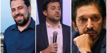 candidatos à prefeitura de SP. Da direita para esquerda: nunes, marçal e boulos