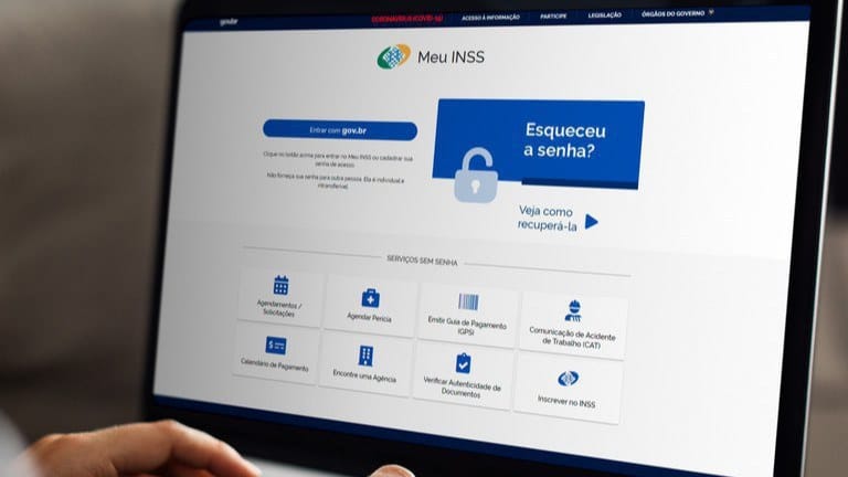 Computador aberto no atestmed do INSS, sistema virtual implementado em 2020. (Fonte: gov.br)