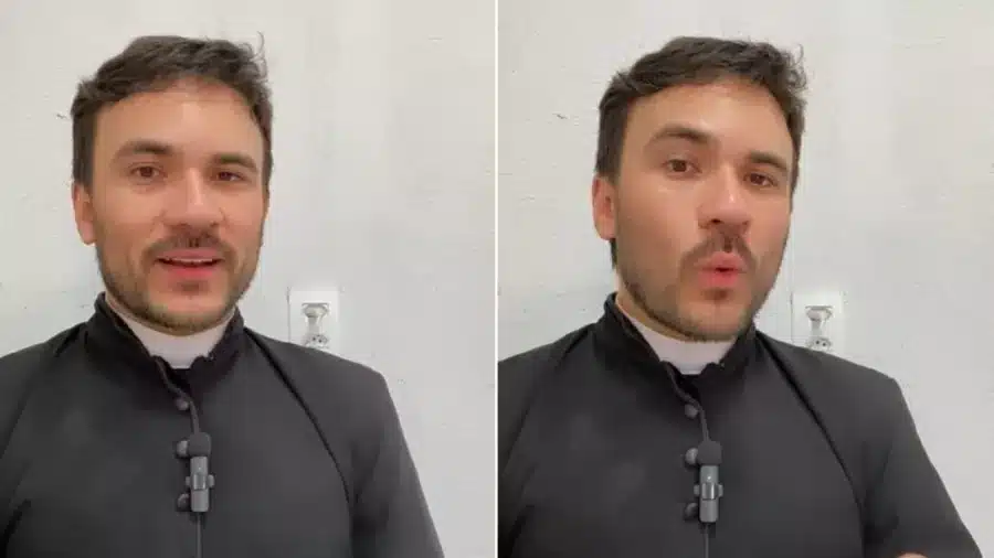 Padre Fabrício Rodrigues tinha 29 anos e ganhou fama na internet após cair no riso durante uma missa ao vivo, em 2020. (Fonte: instagram).