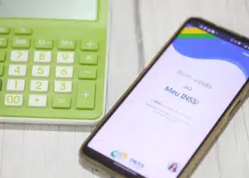 Celular aberto no Meu INSS. (Fonte: shutterstock).