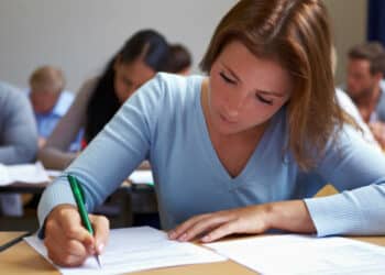 mulher fazendo prova