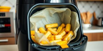 aprenda-a-usar-papel-vegetal-para-manter-sua-air-fryer-limpa-sem-agua-nem-sabao